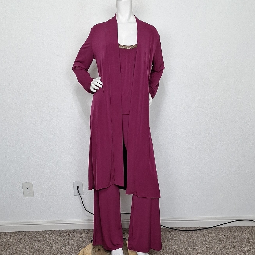 Sandra & Andre "NEW" Purple Career Wear Closet Staple Wide Leg Three Piece Set M